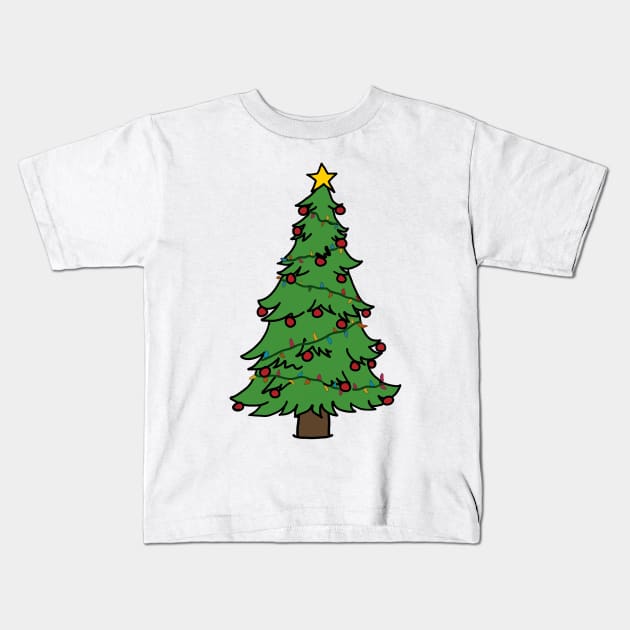 Christmas Tree with Lights Kids T-Shirt by CAFFEIN